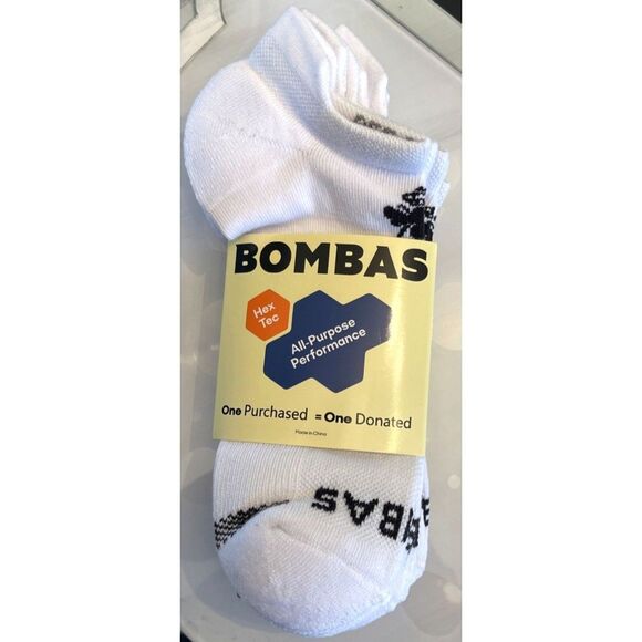 Bombas 4 Pair Pack All Purpose Performance Socks Large White Ankle Midweight NEW - Picture 7 of 7
